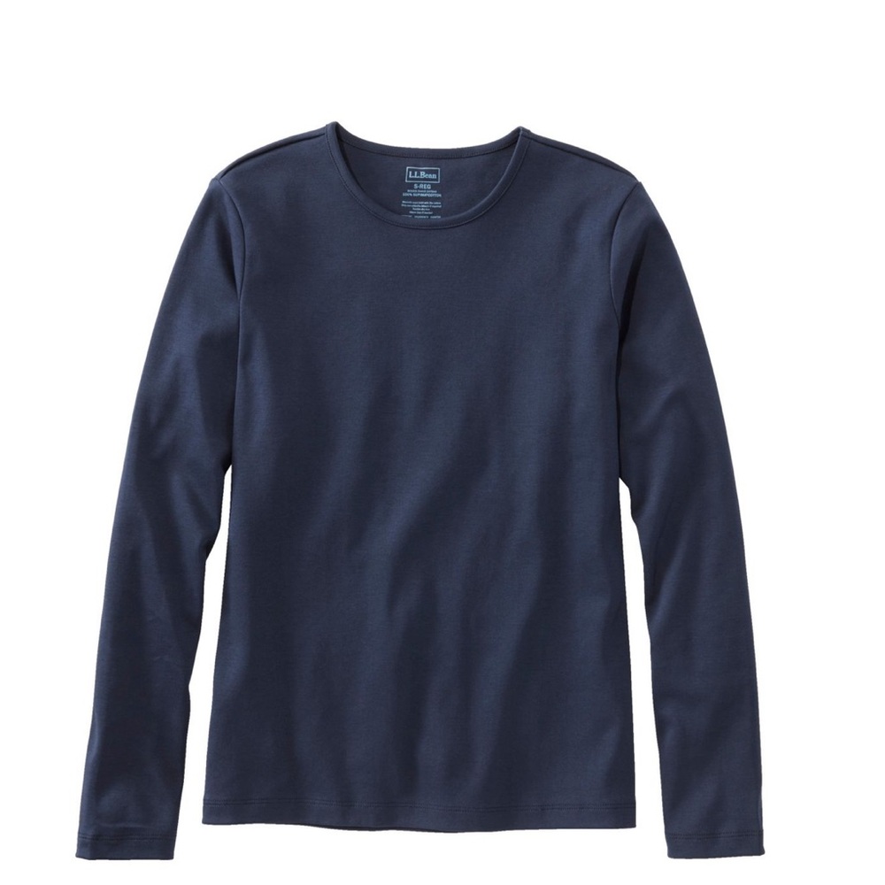 L.L. Bean Cotton Navy Blue Crew Neck Long SleeveTee